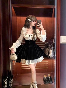 【现货】一个叁古堡千金 法式少女连衣裙波点高级千金假两件