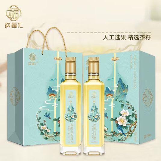 纳福汇山茶油福禄750ml*2礼盒 低温压榨油茶籽油山茶树油 粮油调味/速食/干货/烘焙 山茶油 原图主图