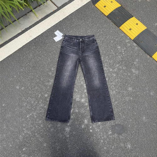 AC2021m经典款浅蓝色宽松直筒阔腿裤美式牛仔裤男女同款时尚