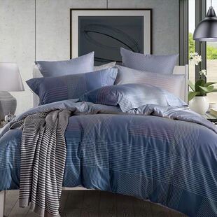 多喜爱北欧风格纯棉抗菌印花四件套万象之城暗色系条纹品质男士