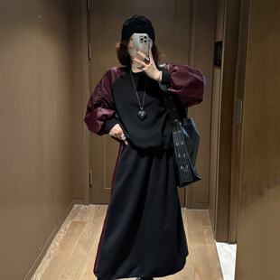 时尚 大码 胖MM松弛洋气宽松休闲套装 欧货撞色拼接两件套女2025秋季