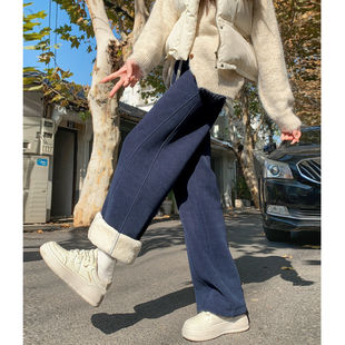 直筒卫裤 加厚东北棉裤 子高个子糯米阔腿冬季 加长加绒裤 女2025新款