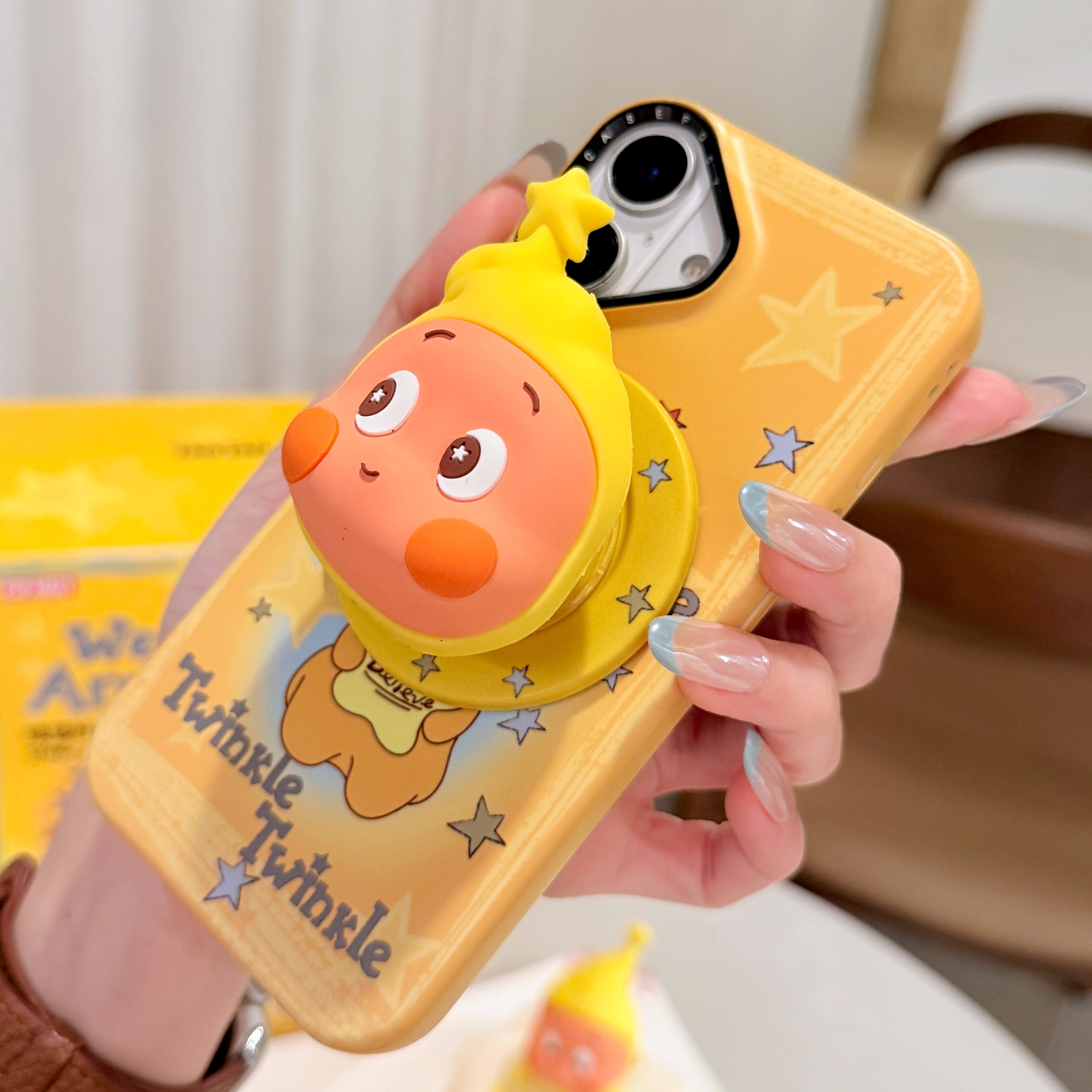 可爱立体黄色星星人磁吸支架苹果16promax手机壳适用iPhone15新款14Pro硅胶16防摔16pro硬壳15promax保护套13