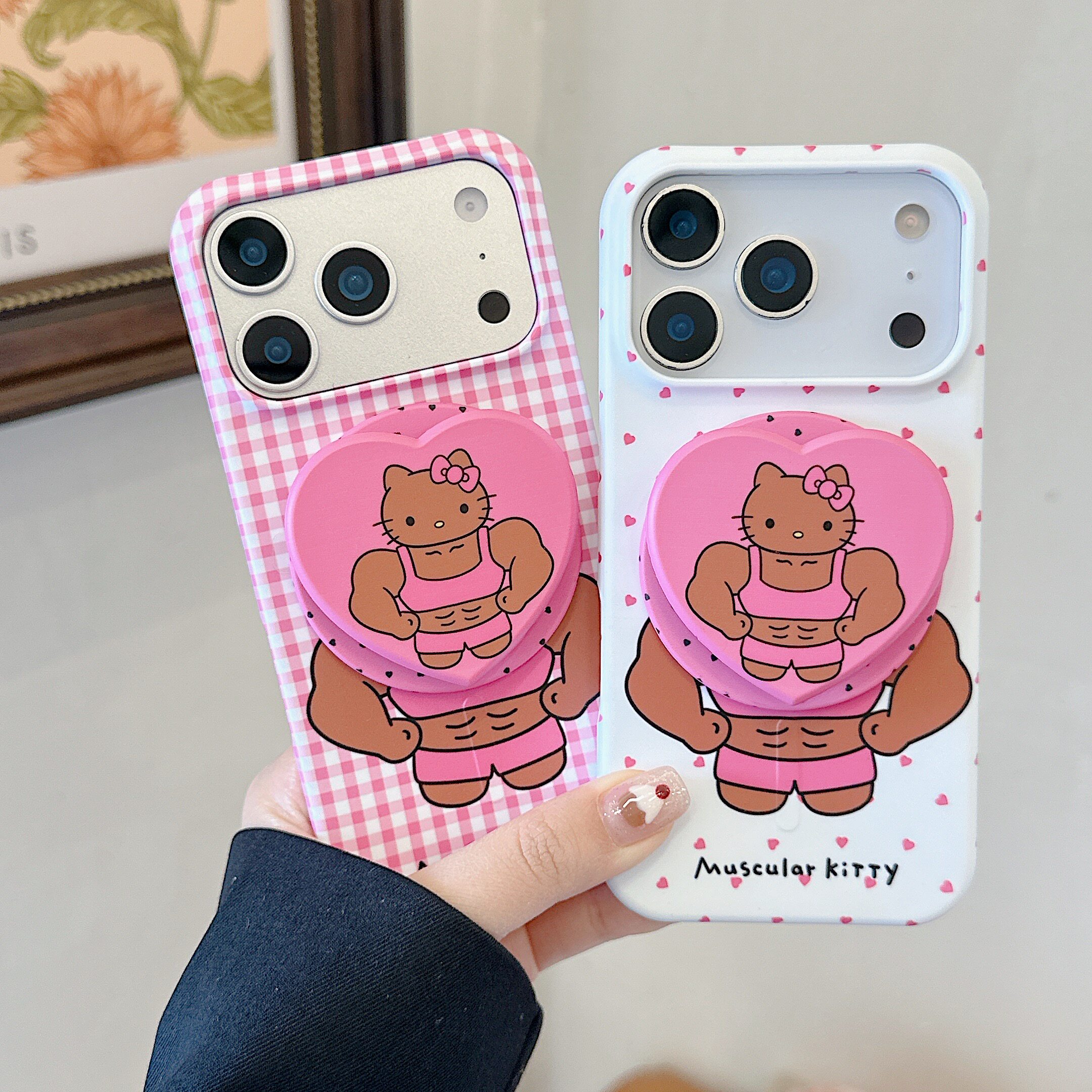 可爱大力士Kitty猫磁吸支架苹果17promax手机壳17pro健身专用17适用iPhone16promax防摔16pro便携15promax女