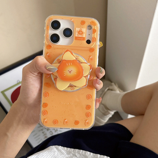 橙色橘子猫咪磁吸支架苹果17promax手机壳17pro新款17适用iphone16promax防摔16pro全包15pro可爱14pro小众16