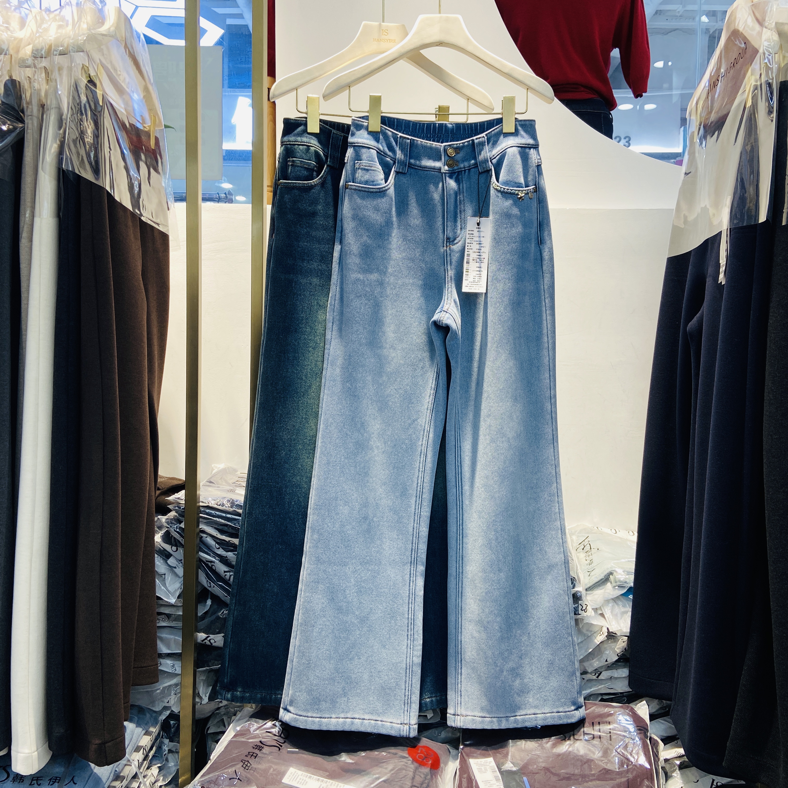 韩氏伊人加绒阔腿裤8007