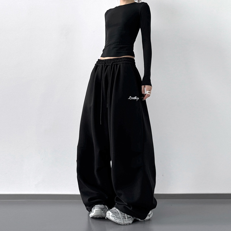 文恭子秋冬新款休闲卫裤高个子hiphop高街爵士舞裤垂感运动工装裤