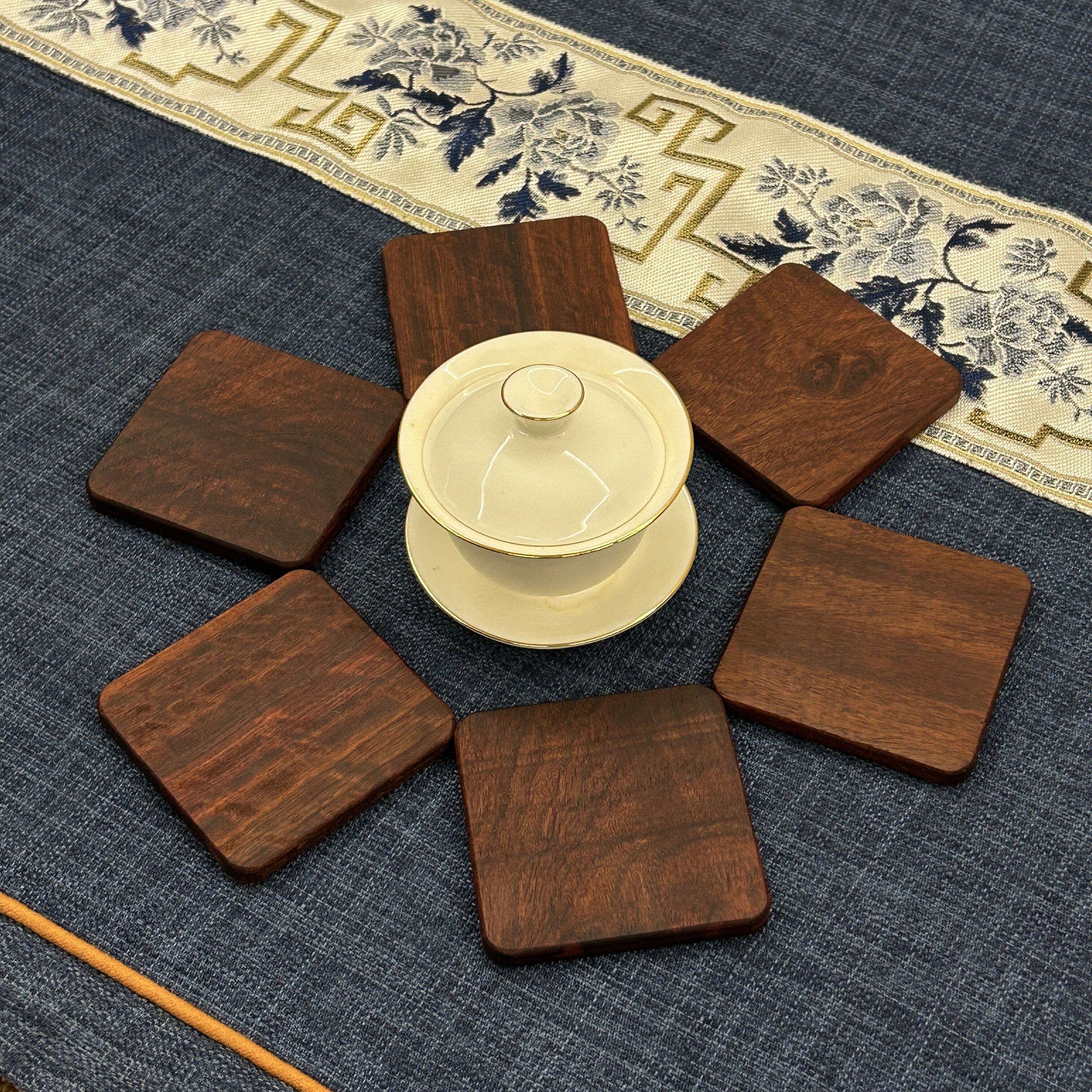 缅甸花梨整木杯垫无漆无蜡隔热茶托功夫茶道配件家用茶桌用品