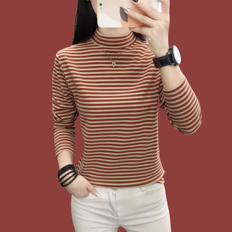 2025新款秋冬季软糯半高领中年妈妈内搭女胖mm藏肉遮肚上衣打底衫