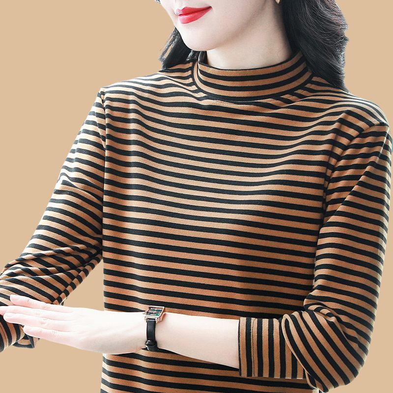 半高领德绒打底衫女内搭秋冬季加绒加厚2025新款好搭保暖洋气长袖