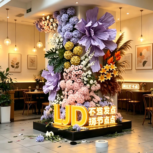 莫奈花园仿真花柱子花墙瀑布花海