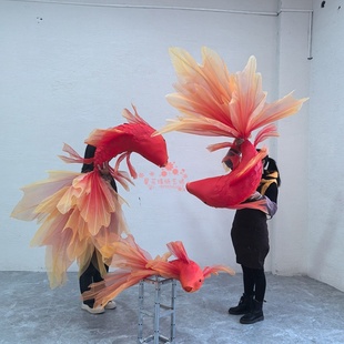 背景纸艺锦鲤鱼成品商场美陈装饰道具酒店橱窗场景摄影置景道具鱼