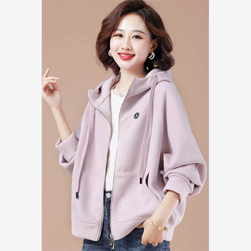 连帽外套卫衣女春秋薄款2025新款大码女装宽松休闲时尚开衫上衣