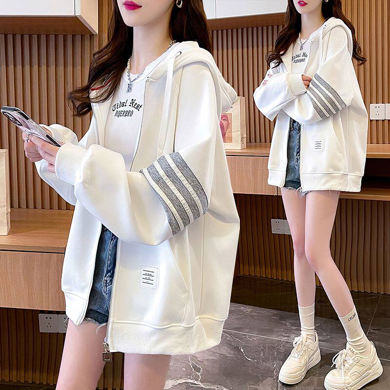 韩版宽松显瘦连帽卫衣女薄款春秋冬季大码胖mm加绒百搭棒球服外套