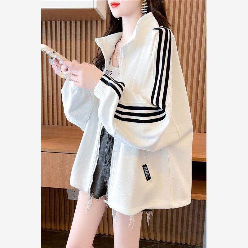 特大码2-300斤开衫外套春秋款外穿宽松韩版bf风胖mm开春立领卫衣