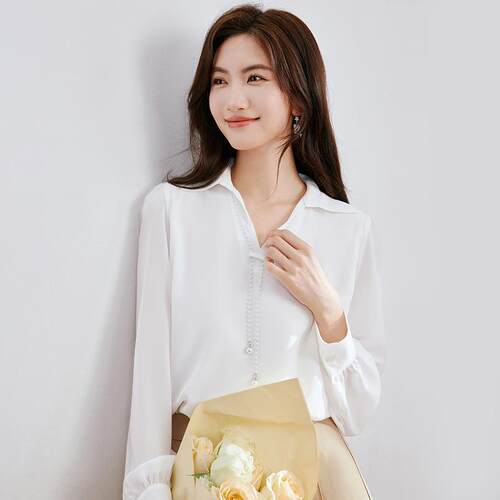 时尚长袖雪纺衫女2025年