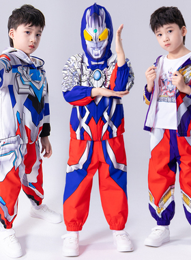 奥特曼衣服秋装男童套装运动新款潮男孩发光帅气蜘蛛侠春秋儿童装