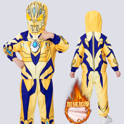 冬季奥特曼加绒衣服儿童风衣套装