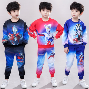 奥特曼衣服男童春秋装 清仓 断码 潮 韩版 帅气网红洋气儿童装 套装