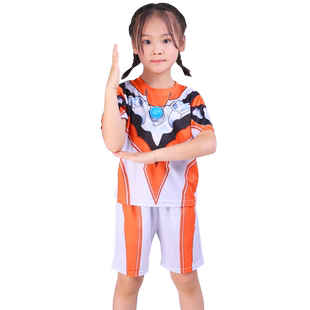 奥特曼女童衣服女孩格丽乔2025新款发光童装赛罗短袖儿童夏季套装