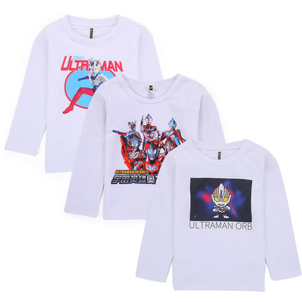 奥特曼衣服男童秋装打底衫上衣春秋季儿童长袖白t恤纯棉小孩童装