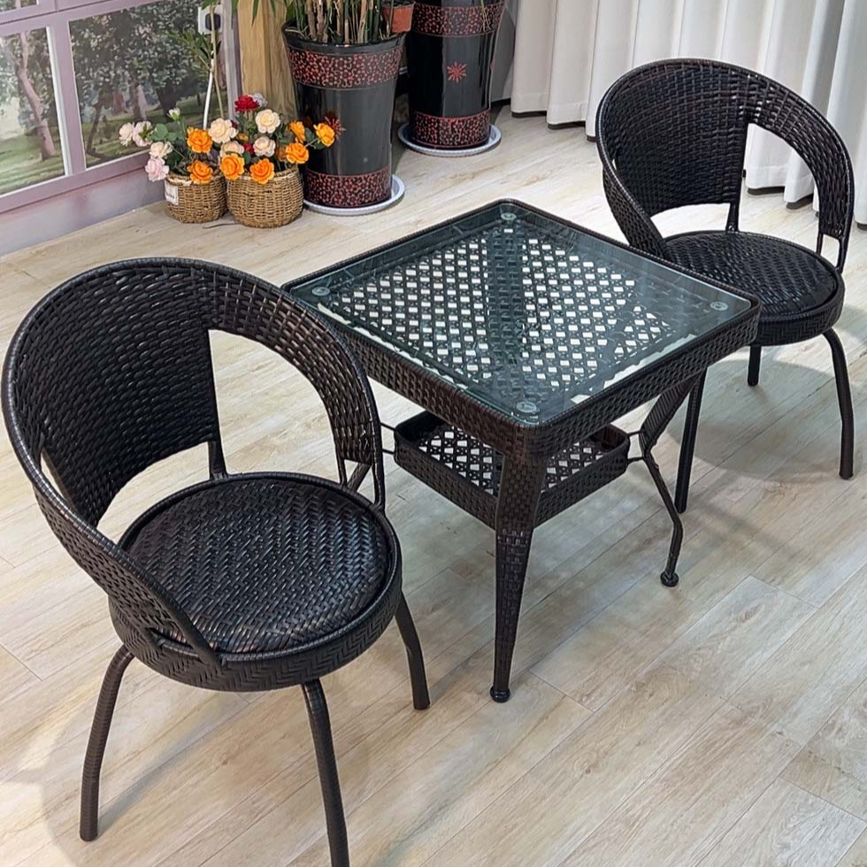 阳台休闲转椅旋转椅藤椅小茶桌