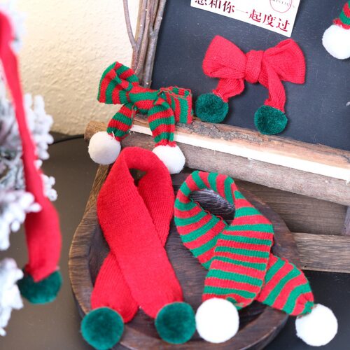4cm Red Green Knit Bow, Christmas Wine & Tree DIY Decor