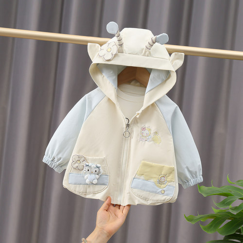 女童秋装KT猫连帽拼色外套
