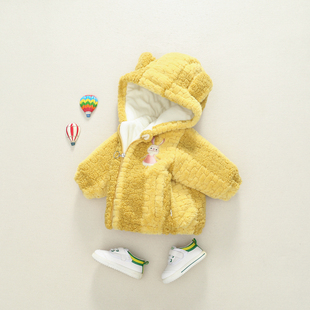 女童棉衣冬装新款儿童洋气外套婴儿宝宝加厚棉服一岁孩子毛毛衣潮