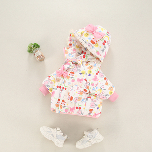 宝宝棉衣女童冬装新款一岁婴儿加绒加厚夹棉棉服冬季保暖防风衣服
