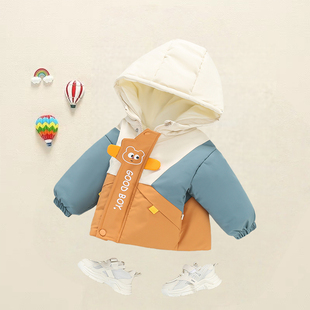 宝宝棉服冬季加绒加厚棉袄儿童冲锋衣婴儿外出服棉衣男童夹棉外套