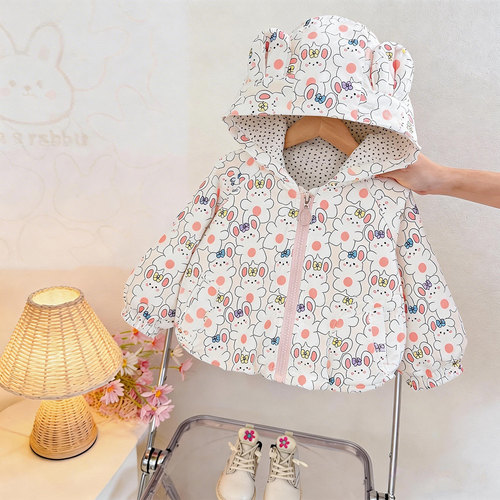 女童兔子连帽外套春秋款