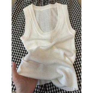 肌理感内搭辣妹风无袖 冰丝U领针织背心女遮副乳打底上衣夏季 吊带