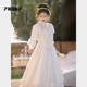 YT254740秋冬季 法式 气质高级感超好看公主裙白色蕾丝蛋糕连衣裙女