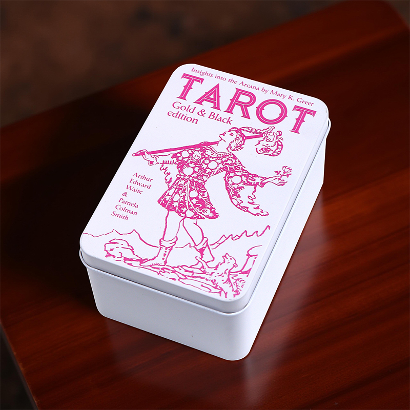 便携白色盒塔罗盒游戏卡牌盒塔罗牌收纳盒铁盒桌游卡牌纸牌铁盒子
