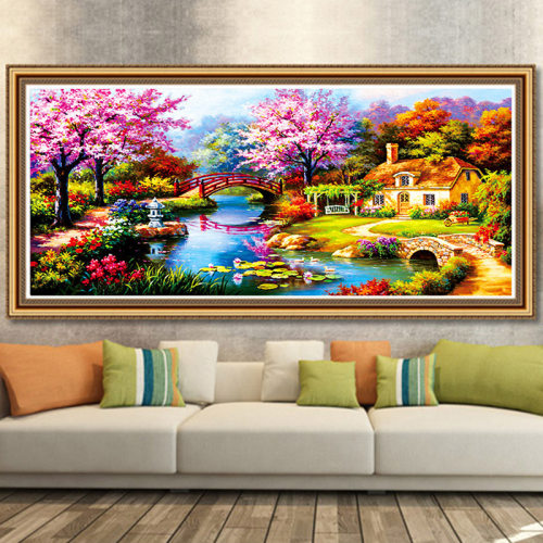 梦幻家园樱花田园小屋钻石画满钻