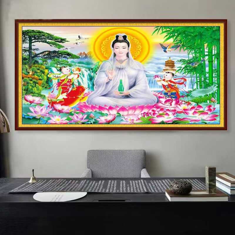 大格四股满绣坐莲观音南海观音