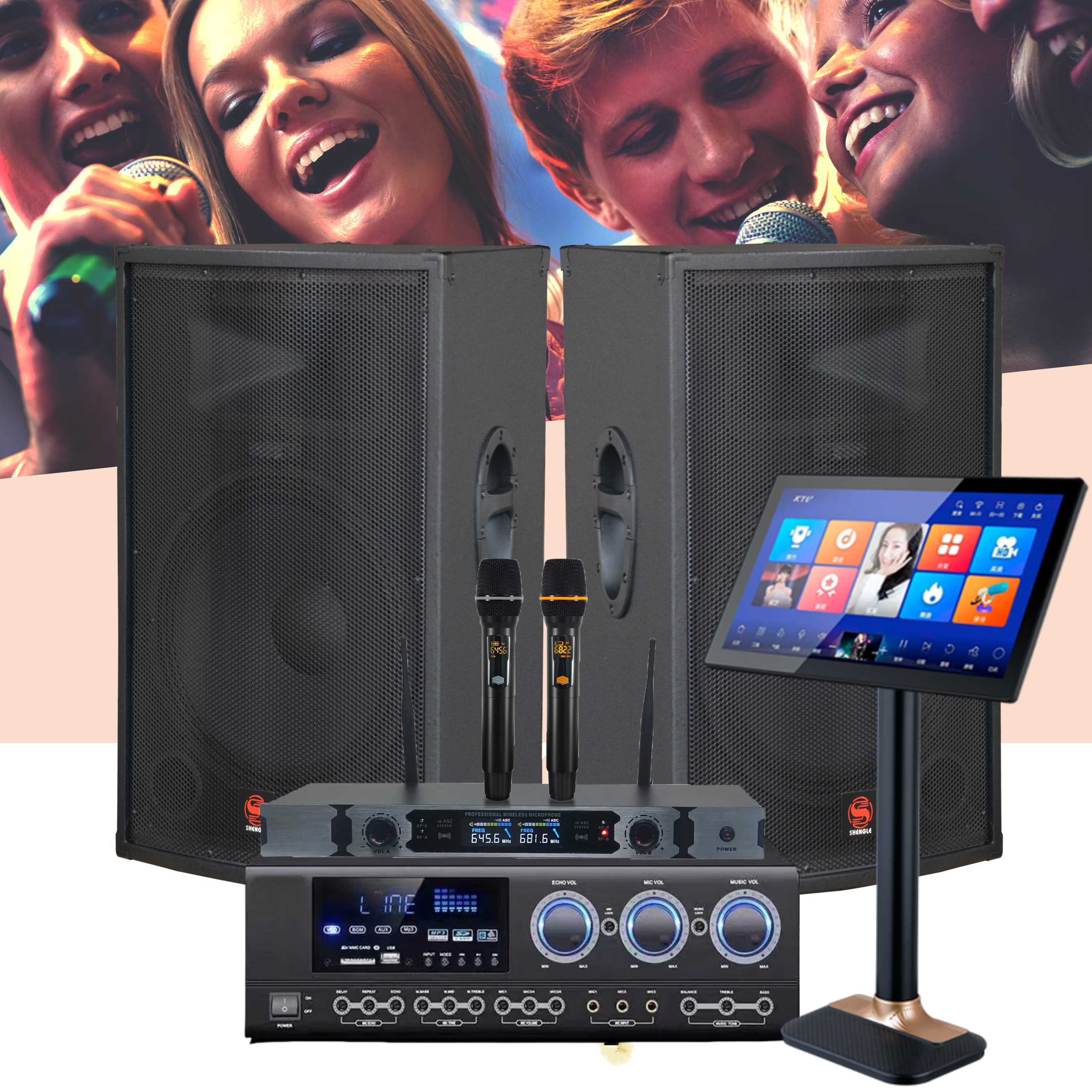 1215寸大功率家庭K歌音响箱套装大型户外舞台KTV专业婚庆会议演出