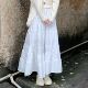 法式 百褶仙女长裙字 甜美风白色蛋糕裙设计感松紧腰宽松a字中长款