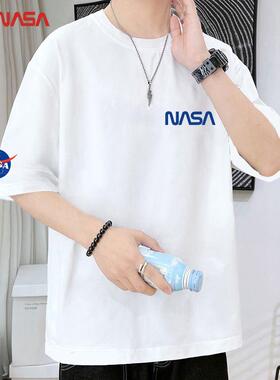 NASA经典小标款夏季男士青少年休闲宽松纯棉圆领短袖t恤官方正品