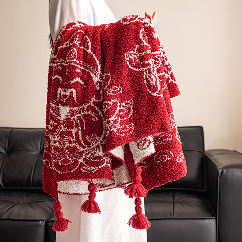 奕楚财神毛毯乔迁开业礼物午睡毯沙发盖毯文创半边绒办公室空调毯