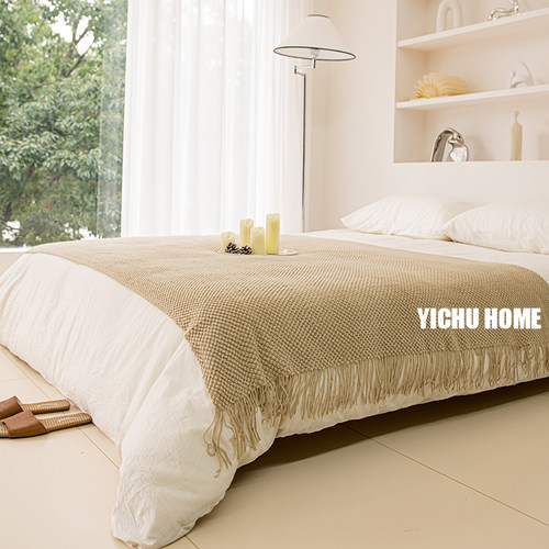 纯色床尾巾百搭床旗装饰毯