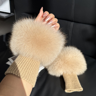 真狐狸毛袖口免安装护腕冬季