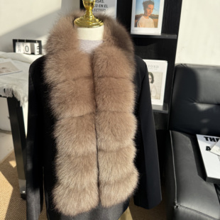 2025新款真狐狸毛长围巾女冬季高级感皮草围脖时尚保暖菜花同款