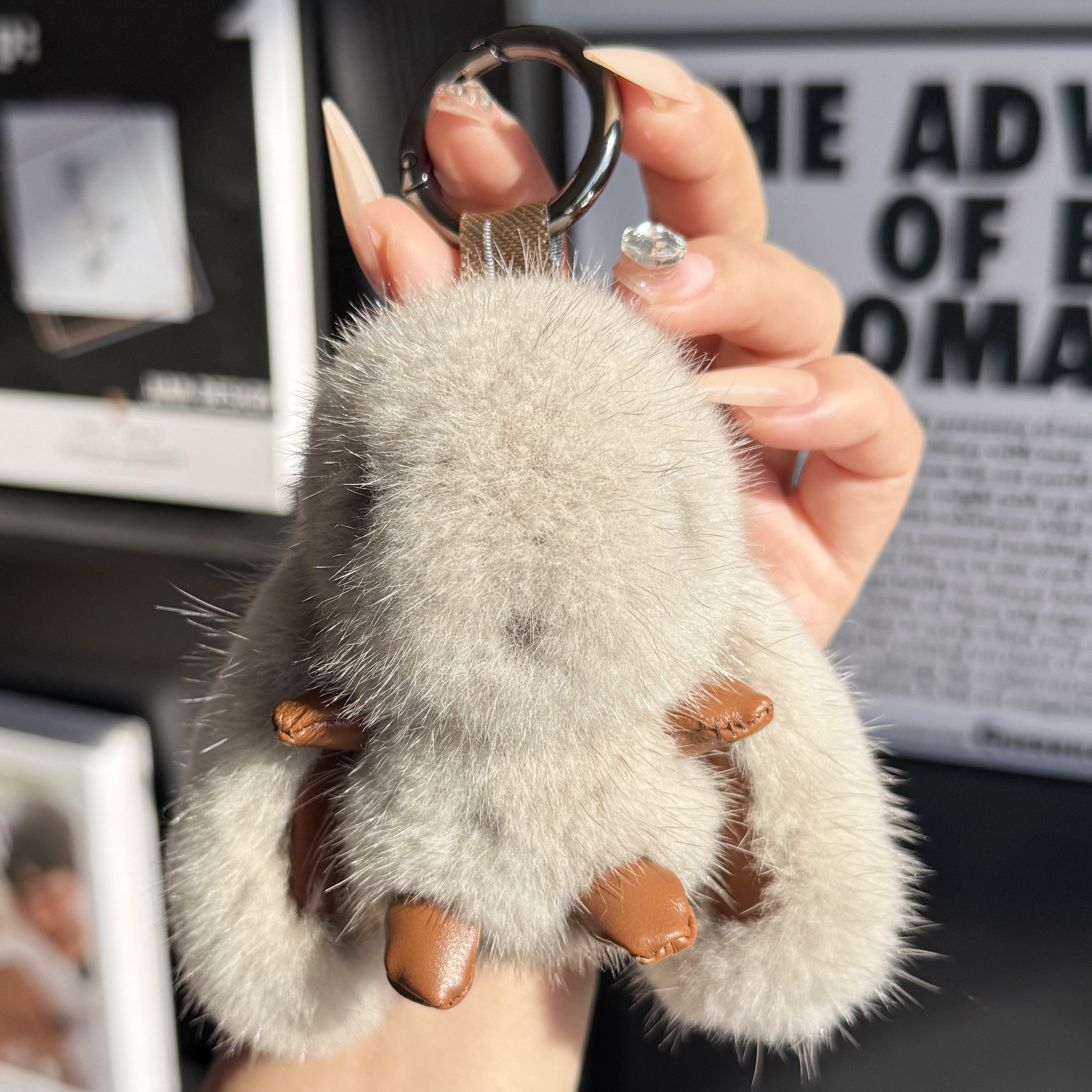 可爱真水貂毛长耳小兔子汽车钥匙扣包挂件创意礼物包包挂饰配饰