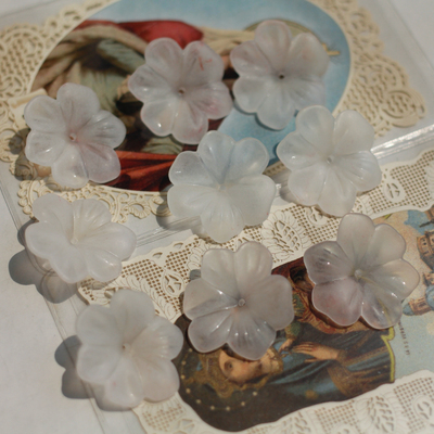 西德进口稀有粉色多色白色树脂大花卉DIY半成品散珠串珠花片22mm