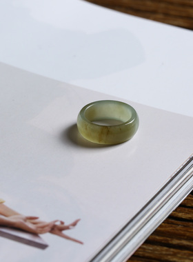 7号戒指 新疆和田玉糖料糖青玉小尺码圆弧素圈指环 尾戒 9137