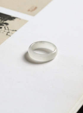 14号戒指 和田玉烟紫薄款素圈指环 9753