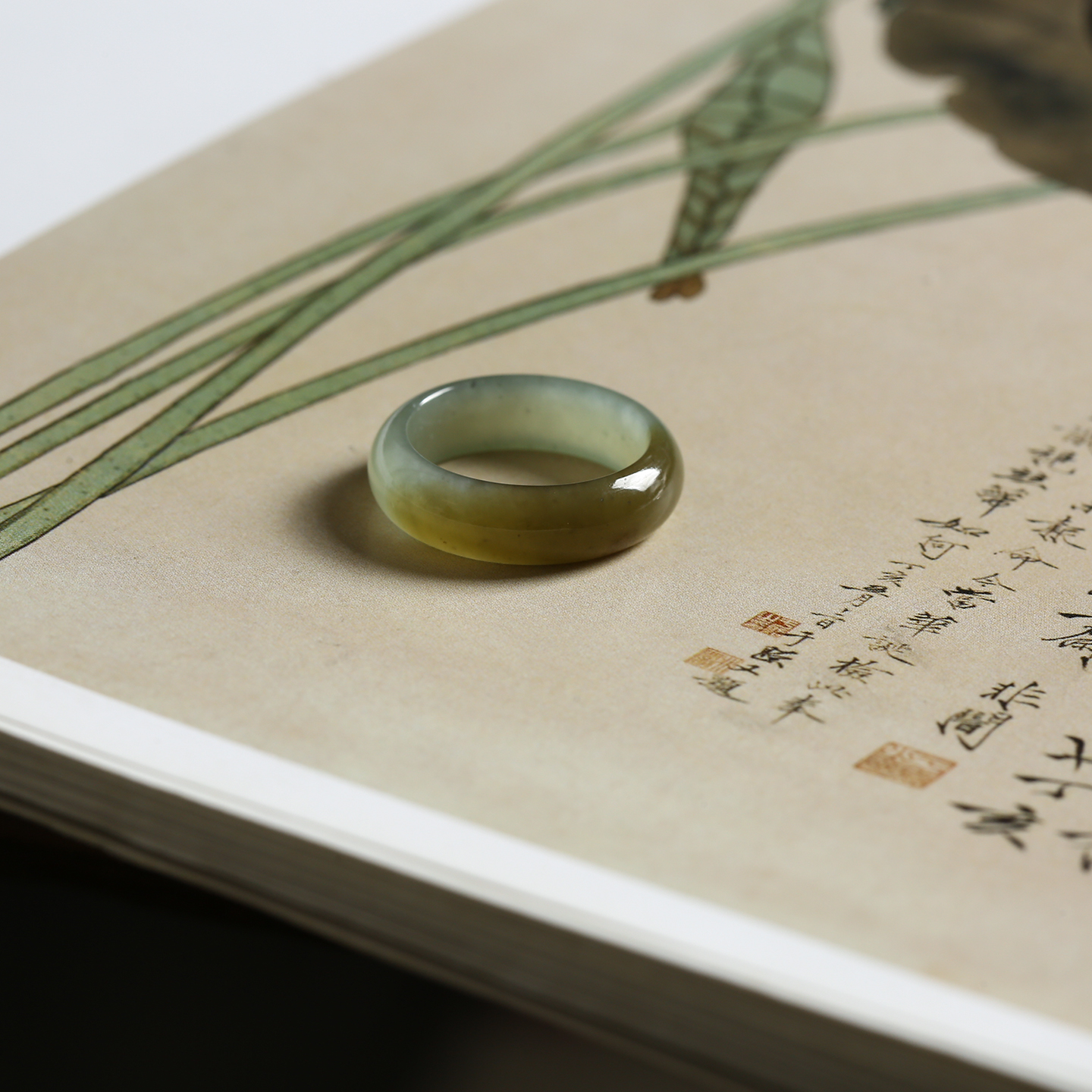 13号戒指 新疆和田玉糖料糖玉圆弧素圈指环 3309