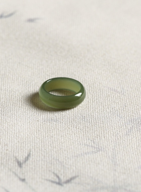 7号戒指 新疆和田玉黄玉青黄口小尺码圆弧素圈指环 尾戒 3236